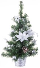 MagicHome Weihnachtsbaum, geschmückt, Silber, Blume, 20 cm