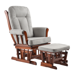 Fotel bujany z podstawą, orzech/szary, SAFORD