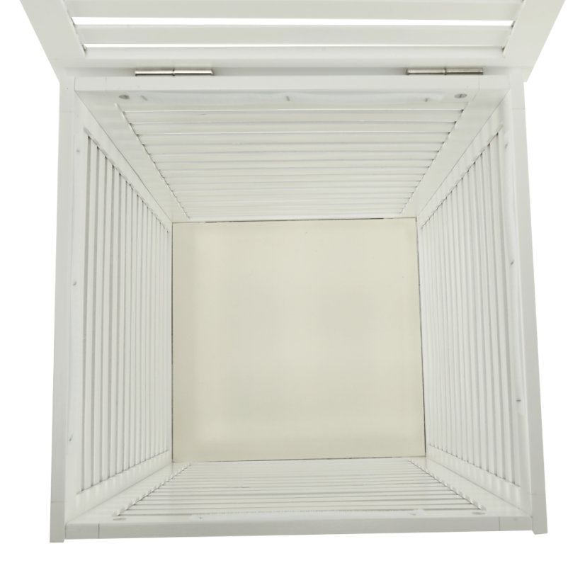 Wäschekorb, lackierter Bambus/weiß/beige, BASKET