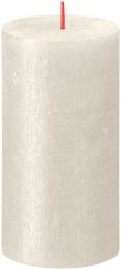 Świeca Bolsius Rustik Shimmer, cylinder, kremowa, 60 godzin, 68x130 mm