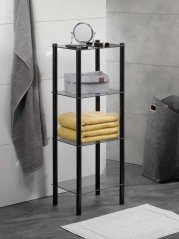 Raft Lars din metal negru, cu 4 etaje
