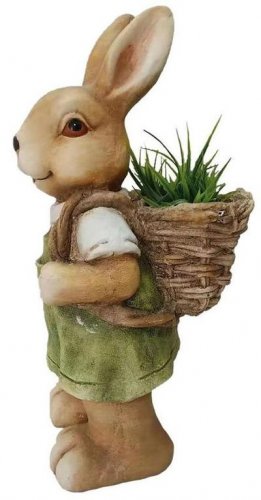 Dekorace MagicHome Gecco, Zajíček s košíkem, magnesia, 22x19x46 cm