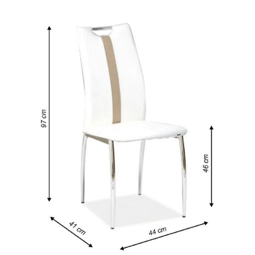 Krzesło, biały/beż, ekoskóra/chrom, SIGNA