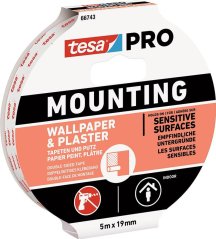 tesa® Mounting PRO traka, montažna, za tapete i žbuku, ljepilo, 19 mm, L-5 m
