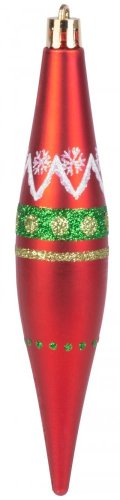 Ozdoba MagicHome Vánoce, 4 ks, červeno-zelené, s dekorací, na vánoční stromeček, 3x15 cm