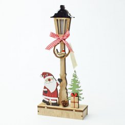Okrasna svetilka z Božičkom LED 12x4,5x27,5 cm les