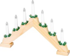 Božićni svijećnjak MagicHome, 7x LED topla bijela, imitacija drva, 2xAA, unutrašnjost, 39x4,5x29 cm (akce)