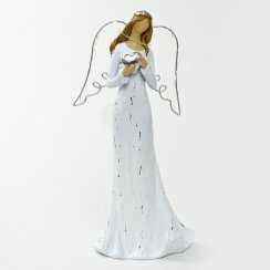 Figurina inger LED 13,5x10x30 cm alb