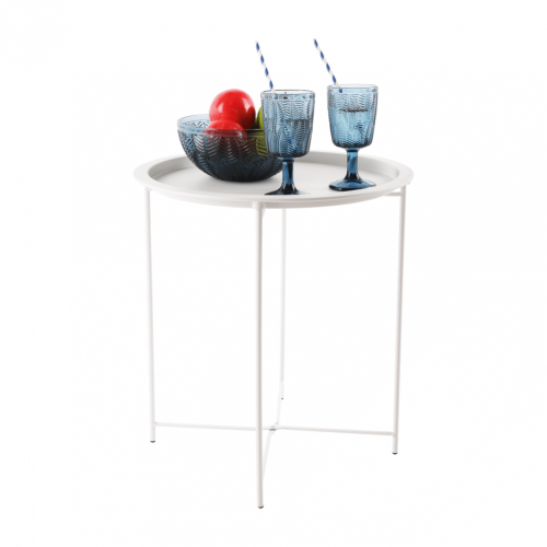 Pomočna mizica s snemljivim pladnjem, bela, RENDER