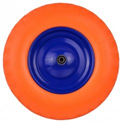 Roata solida din poliuretan, gaura 12 mm, diametru 39 cm, latime 9,5 cm, portocaliu, cu ax