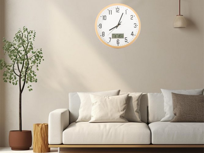 Nástenné hodiny veľké tiché 30 cm okrúhly ukazovateľ dátum teplota sekundy