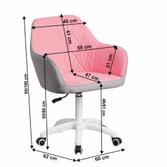 Irodai szék, szövet rózsaszín/szürke/fehér, SANTY
