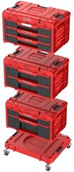 Škatla QBRICK® System ONE Workshop Red - Voziček, 3x škatla za orodje, 4-delni komplet škatel za orodje