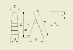 Treppe ALVE EUROSTYL HOBBY 2915 6 Sprossen, rot, 198 cm, Nr. 125 kg