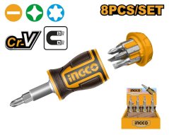 Csavarhúzó racsni + bitek 8in1 INGCO