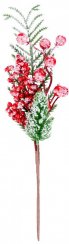 Větvička MagicHome Vánoce, s bobulkami, červená, efekt mrazu, 29 cm