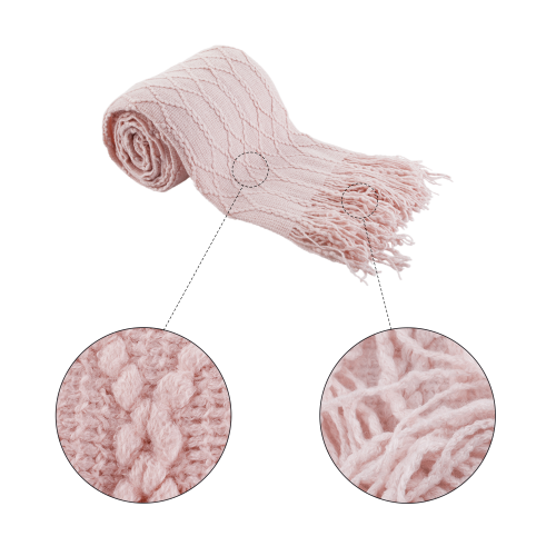 TEMPO-KONDELA SULIA TIP 1, pletena deka s resama, svijetlo roza, 120x150 cm