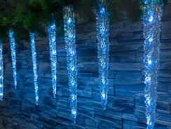 MagicHome Christmas Sopel łańcuszka, 65 LED szaroniebieski, 8 funkcji, 230 V, 50 Hz, IP44, zewnętrzne, oświetlenie, L-2,70 m