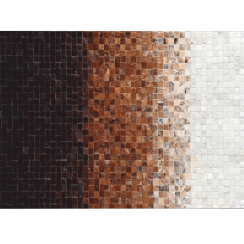 Luksuzni kožni tepih, bijelo/smeđe/crno, patchwork, 140x200, KOŽA TIP 7