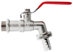Ventil 1/2", Gewinde 3/4" mit Ende für 1/2" Schlauch, GEKO