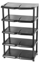 Strend Pro stalak za cipele, 5 polica, crna, 48x30,5x86 cm