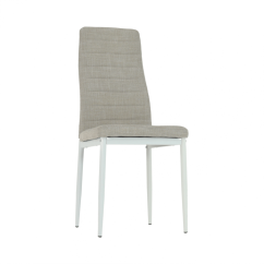 Stuhl, beige Stoff/weißes Metall, COLETA NOVA