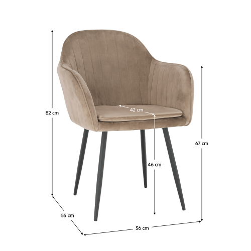 Design-Sessel, graubrauner Taupe-Samtstoff, ZIRKON