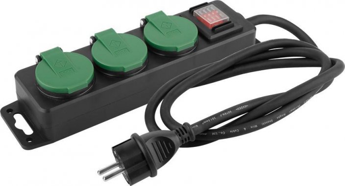 Kabel Strend Pro FS0701, L-5 m, prodlužovací, 3x zásuvka + vypínač, IP44