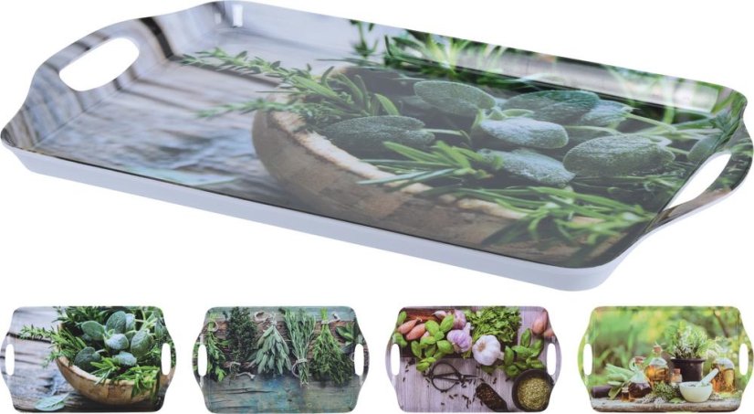 Tablett UH Melamin 38x23cm, mit Dekorgriffen