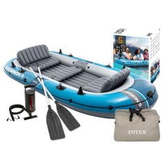 Barca gonflabilă Excursion 5, 5 persoane, cu pompă, 2 vâsle și sac, INTEX 66325 (akce)