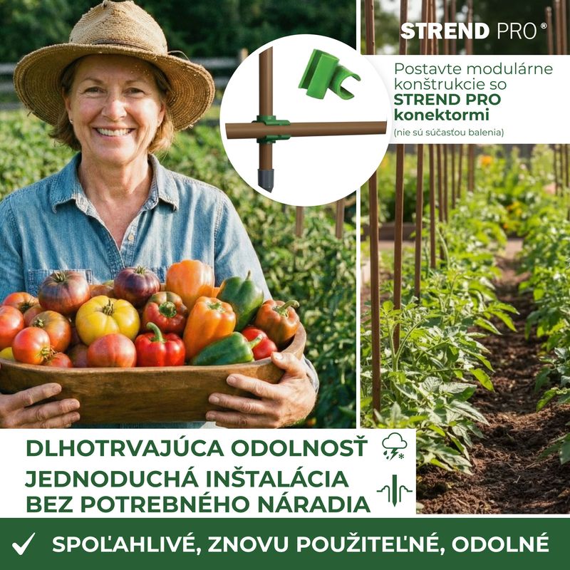 Vrtna šipka TY 16/2100 mm, čelik/plastika, smeđa, potporne biljke i rajčice (akce)