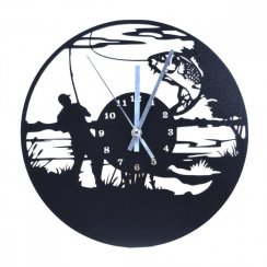 Stenska ura design RYBÁR, črna, premer 30 cm