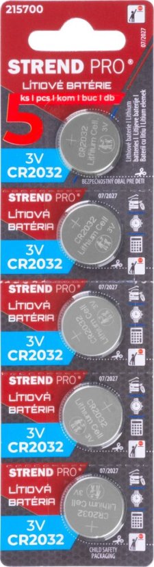 Batterie Strend Pro, Li-MnO2, 5 Stück, CR2032