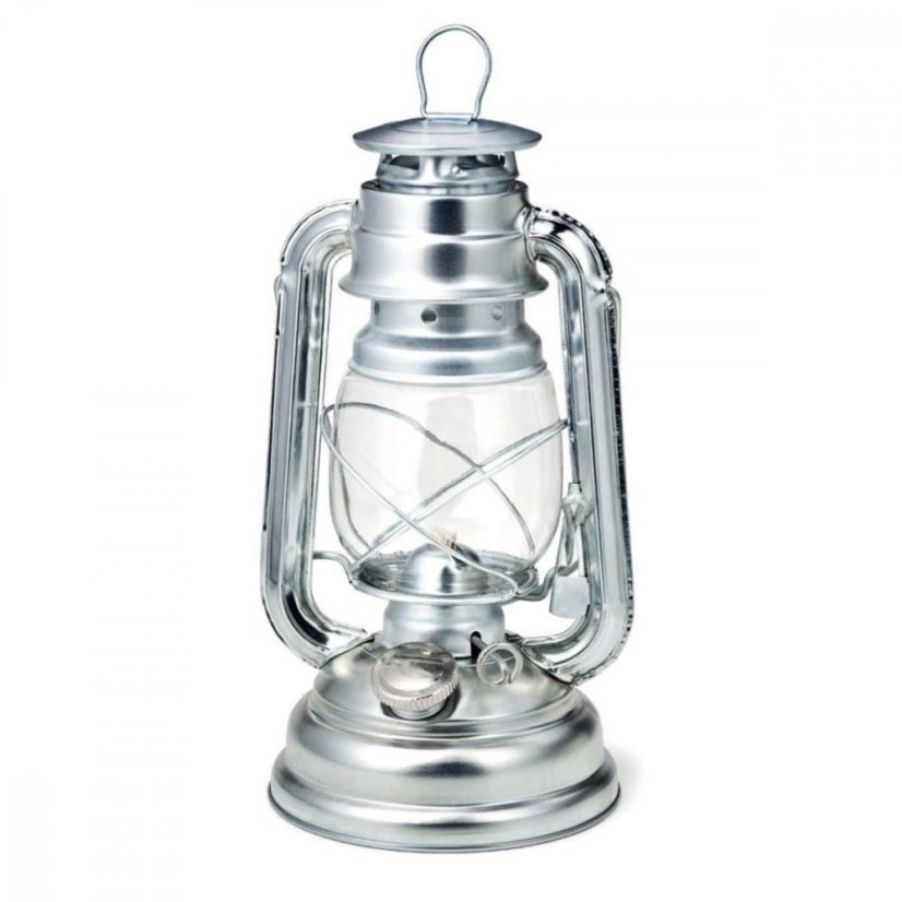 Laterne metallic silber PARTY 25cm, Petroleum, nach EN 14059 KLC