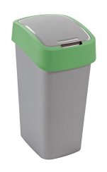 Koš Curver® FLIP BIN 45 lit., šedostříbrný/zelený, na odpad