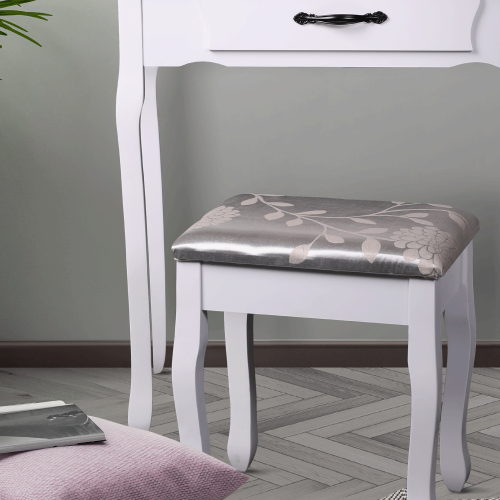 Toaletni stolić s tabureom, bijela/srebrna, LINET NEW