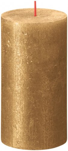 Svijeća Bolsius Rustic Shimmer, cilindrična, zlatna, 60 sati, 68x130 mm