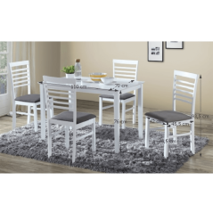 Blagovaonska garnitura MDF bijela/siva štof BRISBO 1+4