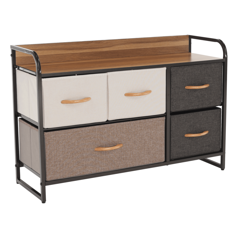 Komoda s predali iz blaga, bež/rjava, HAZEL TIP 4