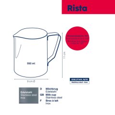 Nerezová mléčenka Rista 0,55l stříbrná 18/10 Nerezová mléčenka Rista 0,55l stříbrná 18/10