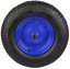 Aufblasbares Rad mit Lagern, Loch 12 mm, Durchmesser 39 cm, Breite 8,5 cm, blau, mit Achse