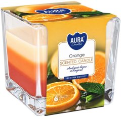 AURA gyertyák, üvegedényben, háromszínű, narancssárga, 32 óra, 170 g