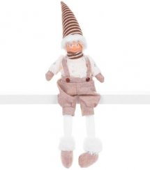 Figurină MagicHome Crăciun, Băiat cu pălărie înaltă, material, maro-alb, 17x12x54 cm
