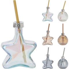 Pohár so slamkou 200 ml guľa/hviezda sklo mix