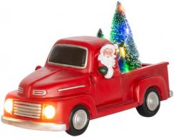 Dekorace MagicHome Vánoce, Vánoční auto se santem, LED, 3xAA, interiér