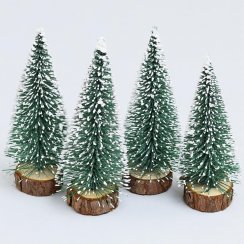 Weihnachtsbaum auf einem Baumstumpf 10 cm, 4er-Set