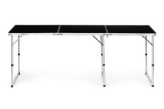Turistický stôl, skladací kempingový stôl, čierna doska, 180 x 60 cm