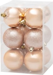 Globuri de Craciun MagicHome, 12 buc, aur roz, pentru brad, 6 cm (akce)