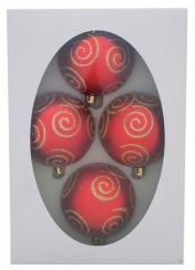 MagicHome karácsonyi labdák, 4 db, arany díszekkel, 7 cm