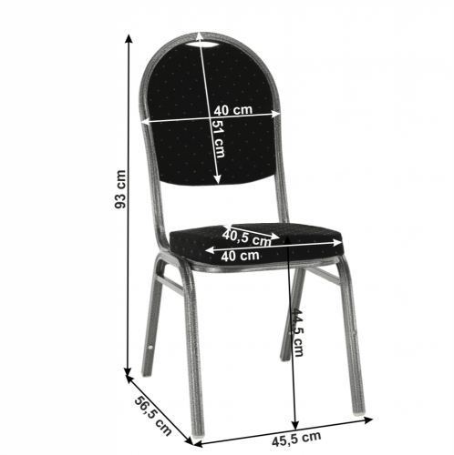 Stuhl, stapelbar, schwarzer Stoff / graues Gestell, JEFF 3 NEU